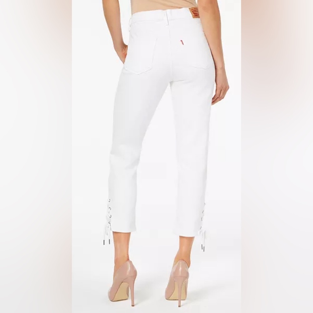 NWOT - Levi’s Womens Lace-Up Cropped Jeans - White - Size 31 - Picture 3 of 14